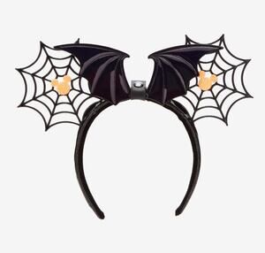 Loungefly Disney Halloween Spider web Ears with Removable  Bat Bow NWT